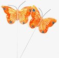 Papillons Orange Abricot sur Tige x 2