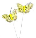 Mini Papillons Jaune sur Tige x 2.