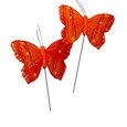 Papillons Orange sur Tige x 2 