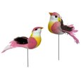 Oiseau sur tige Rose x 2
