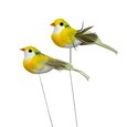 Oiseau sur tige Jaune x 2