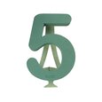 Chiffre 5 en mousse florale sur pied.