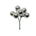 Boule de Noel en verre sur pique brillante Argent x 6