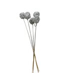 Boule osier argent sur tige x 5