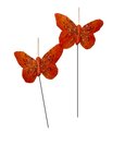 Papillon sur pique Orange Foncé x 2
