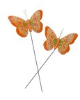 Papillon sur pique Orange Clair x 2 Papillon sur pique Orange Clair x 2