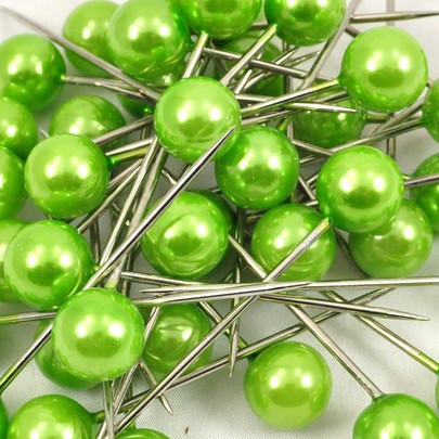 Epingle à tête coloris Vert Pomme 50 pces Diam 10 mm x 60 mm