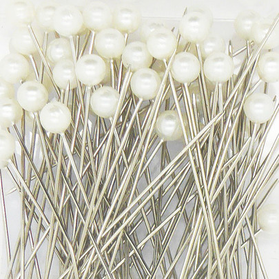 Epingle à tête coloris Blanc 100 pces Diam 6 mm x 65 mm