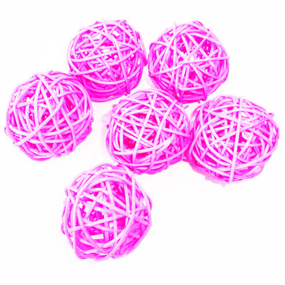 Boule Osier par 6 pièces coloris Fuchsia