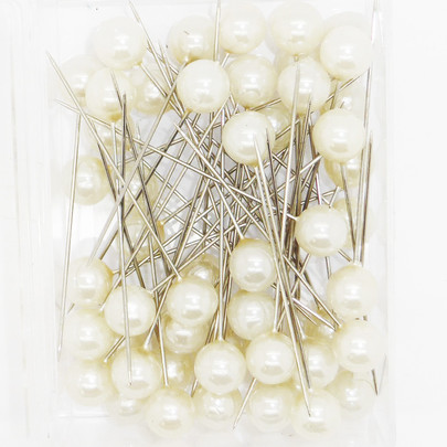 Epingle à tête coloris Ivoire 50 pces Diam 10 mm x 60 mm