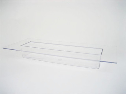 Coupe rectangle avec rebord Plexiglas Cristal