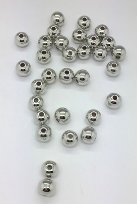 Perle métallique argentée 10 mm