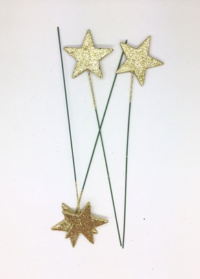 Etoile pailletée or sur pique x 4