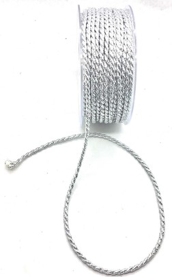 Ruban Cordelette Tressé ARGENT par 2,50 m