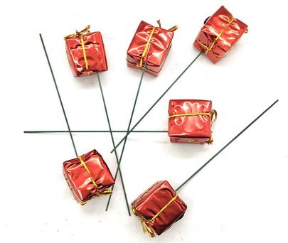 Paquet cadeau rouge sur pique x 6
