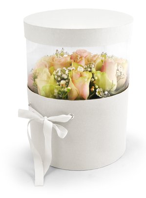 Boite à Chapeau Ronde Blanche GM avec Plexi.