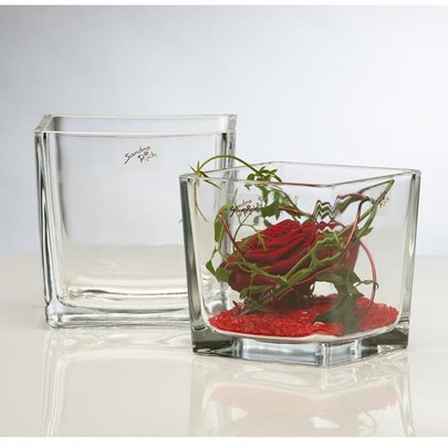 Vase cube en verre 12 x 12 cm