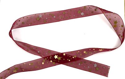 Ruban Etoile Organza couleur Bordeau x 2 M.
