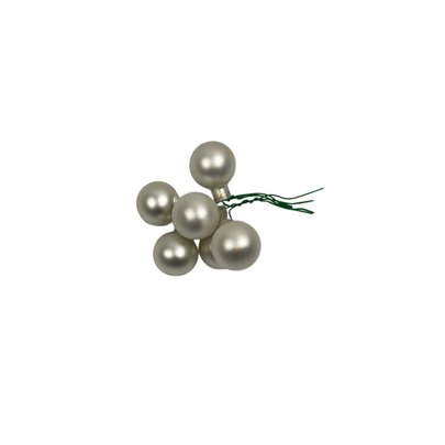 Boule de Noel en verre sur pique argent mate x 6.