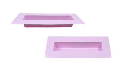 Coupe rectangle avec rebord Plastique Rose poudré.