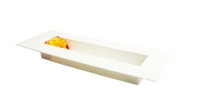 Coupe rectangle blanche avec rebord Plastique .