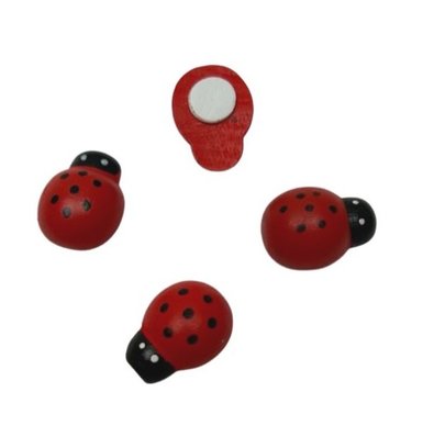 Coccinelle auto collante 25 mm Rouge par 4 pièces .