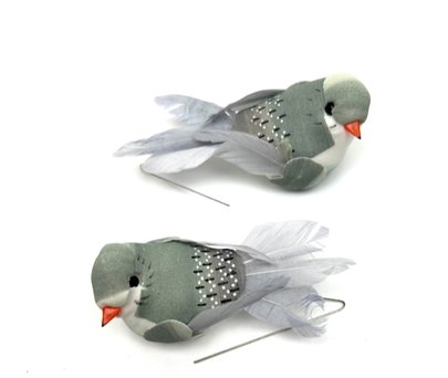Oiseaux gris sur pique x2