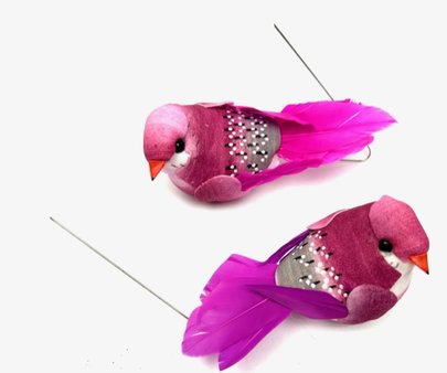 Oiseaux fushia sur pique x2