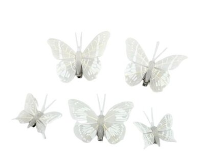 Papillons Blancs sur pince x 5