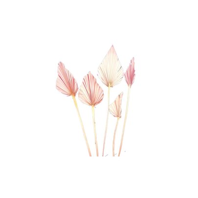 lot de 5 feuilles de palmier rose pastel sur tige