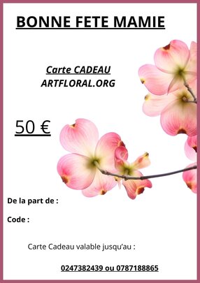 E.Carte cadeau 50€Bonne fête Mamie