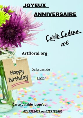 E.Carte Cadeau 20€ Joyeux Anniversaire