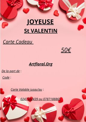 E.Carte Cadeau 50€Joyeuse Fête St Valentin