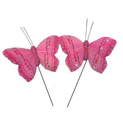 Papillons Rose pâle sur Tige x 2