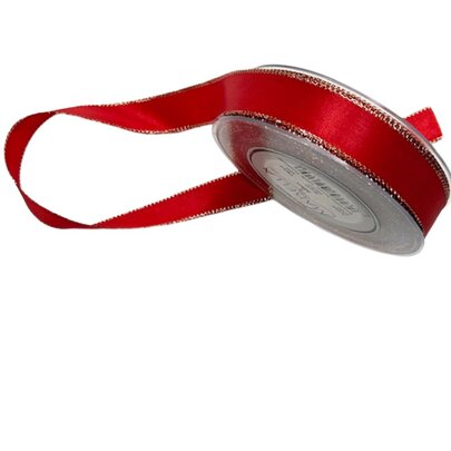 Ruban Mabella rouge avec liseret or x 2,5 M.