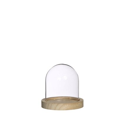 Cloche en verre sur support bois Petit Modèle