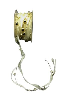 Ruban de satin sur guirlande de Perles Or