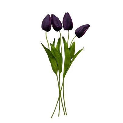 Bouquet de 4 tulipes Violette artificielles.