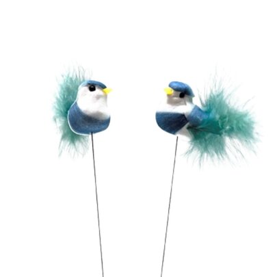 Oiseau sur tige bleu x 2
