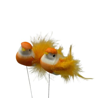 Oiseau sur tige orange x 2