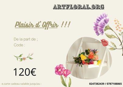 E.Carte Cadeau 120€ Plaisir d' offrir