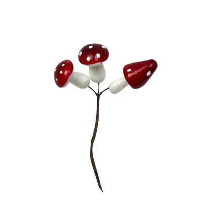 Champignons rouge à pois blanc x 3 sur pique.