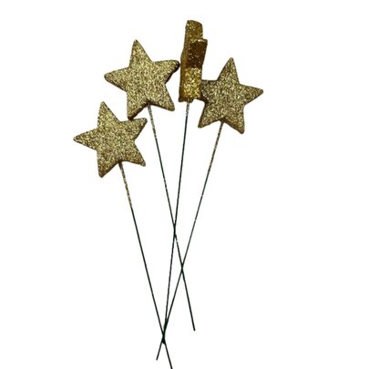 Etoile pailletée or sur pique x 4