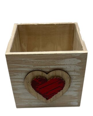 Cache Pot Bois Coeur x 1