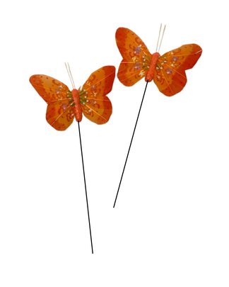 Papillon sur pique Orange x 2