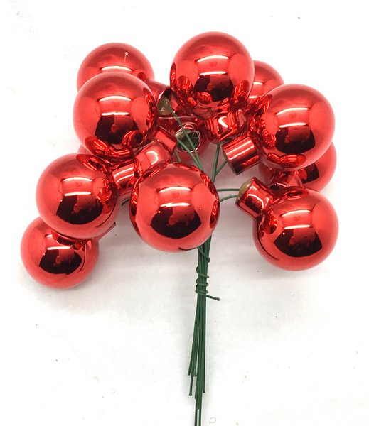 Boule De Noel En Verre Sur Pique Brillante Rouge Matériel