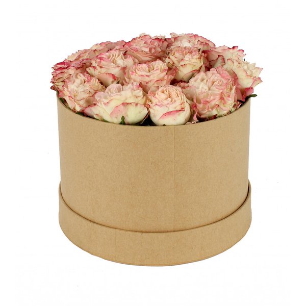 Boîte à fleurs ronde en carton crème Ø15,5/19cm lot